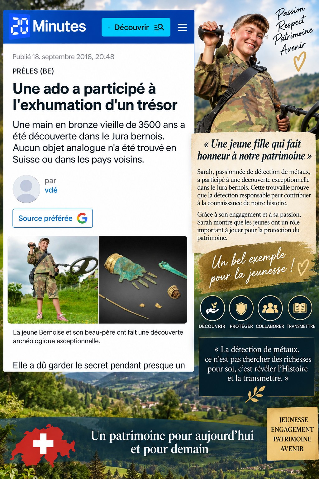Sarah Chiha et la découverte de la main de Prêles, dans la presse.
